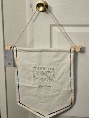 Disney Embroidered Quote Banner in Cream and Brown